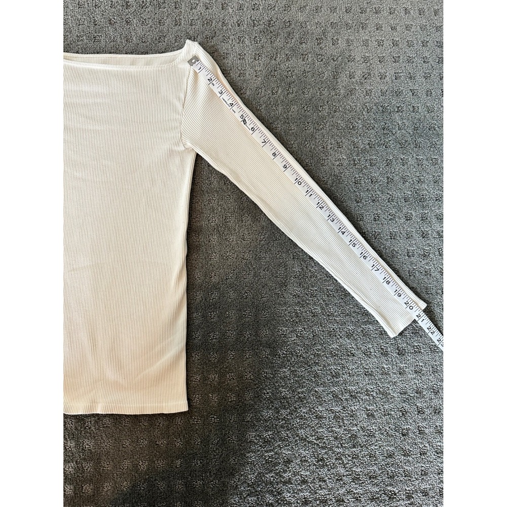 Free People Intimately Ribbed Long Sleeve Top M/L Cream Good - Picture 10 of 10